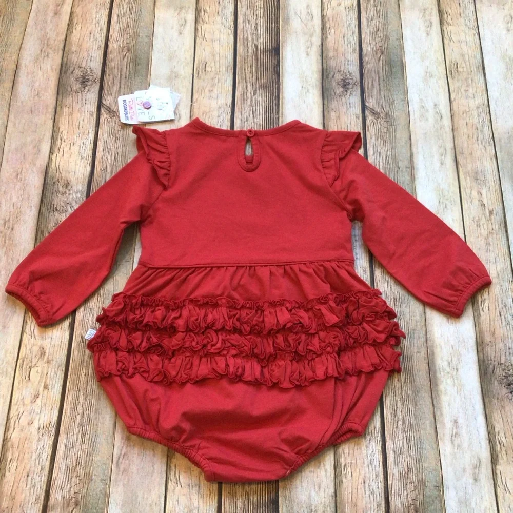 NWT Ruffle Butts Red Flutter Bubble Romper